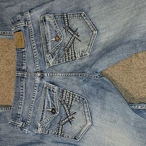 Vintage Y2k Flypaper EMBROIDERED Flap Pocket Straight Leg Jeans 29X32